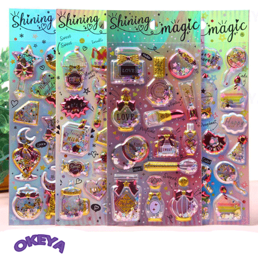 シール 3D ガールズ ステッカー DIY用シール 手帳用 貼り付け 手芸用品 贈り物 可愛い キラキラ 12色展開