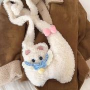 ショルダーバッグ ぬいぐるみ 猫 脇の下 バッグ ワンショルダー ふわふわ キャット 通勤