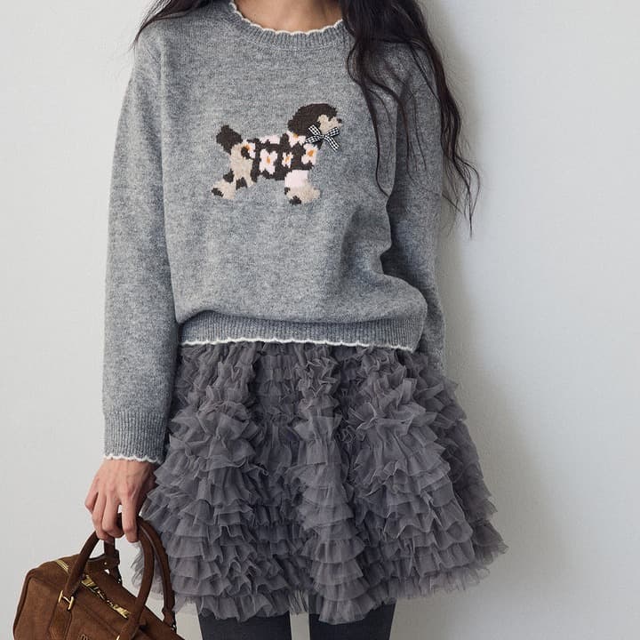 2025年INS 秋冬新作    気質   おしゃれ    高級感   ラウンドネックセーター + ふわふわミニスカート