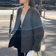 2025年INS 秋冬新作    気質   おしゃれ  V ネック万能  ウールコート