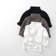 2025秋冬新作　子供服　キッズ　ハイネック　長袖　リヨセルＴシャツ　あったか　トップス　韓国風子供服