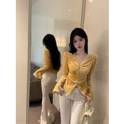 長袖トップス 切り替え スリム 着痩せ シンプル