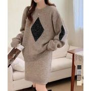 【日本倉庫即納】 スパンコールニットセットアップ きれいめ