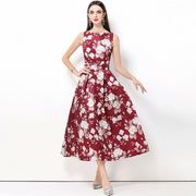 オシャレプリントノースリーブワンピースレディース  新作2色