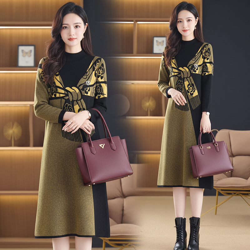 初回送料無料　ニットセータースタイルアップ長袖ワンピース　レディースファッション人気トレンド