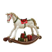 予約商品 クリスマスシーズン限定の樹脂製デコレーション 2026新作 ヴィンテージ風ペイント木馬