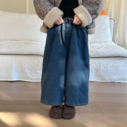 2025秋冬子供服 カジュアル系 デニムパンツ 韓国風 ボトムス 裏起毛 厚手 ジーンズ 男女兼用[90~150cm]