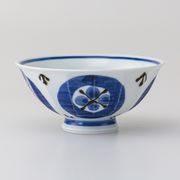 〈ＳＡＬＥ〉【波佐見焼】 丸格子 面取軽量飯碗 大・青　日本製