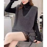 【日本倉庫即納】 Vネック起毛フェザーニットベストふわふわ