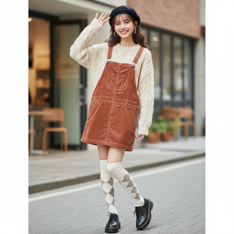 冬物値下げ】レトロ＆カジュアル コーデュロイ ミニサロペット | 卸売