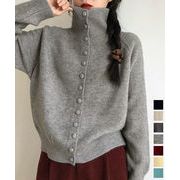 【日本倉庫即納】 くるみボタンハイネックニットカーディガン