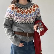 UQ0442トップス レディース セーター ニット カットソー 2色 長袖 韓国風 2025秋冬新作