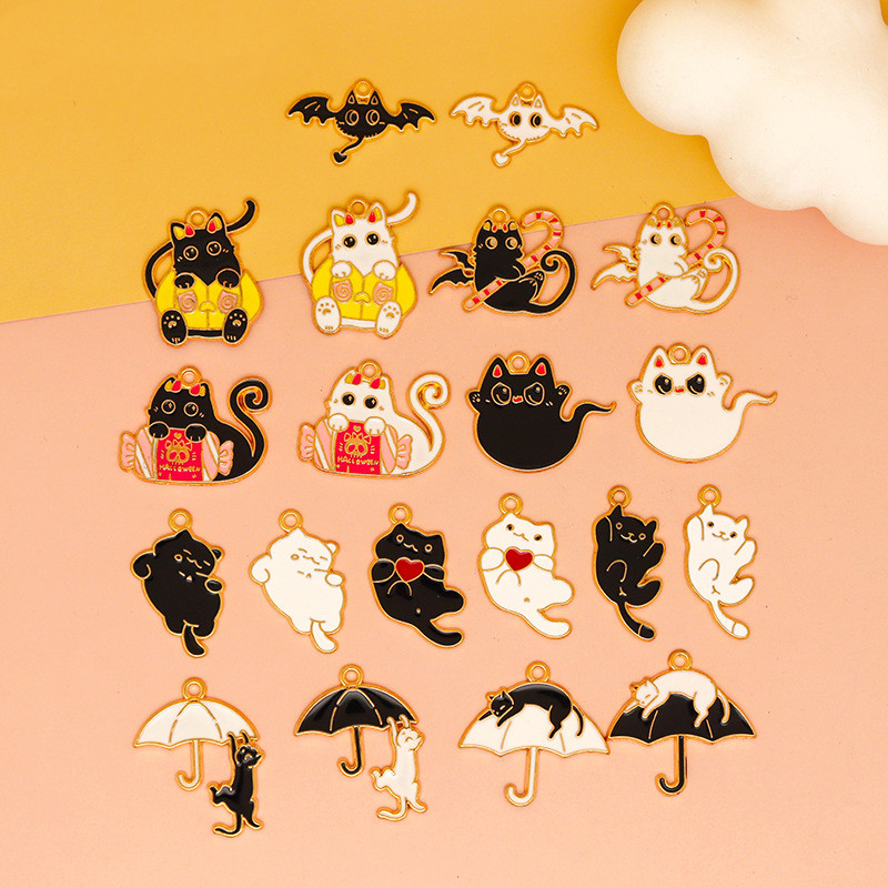 ハロウィン ハンドメイド 材料 DIY かぼちゃ アクセサリーパーツ ネコ 幽霊 ゴースト メタルパーツ 黒猫