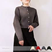 【2026新作】ポリウーリー　メタルボタン　クロップド　ニットカーディガン(33140)