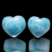 バラ石　ラリマー＜ドミニカ産＞　ハート形　約12～14×約11～12.5mm　貫通穴　ランダム発送