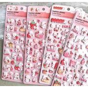 2025.12★LL★立体 EVA 泡スポンジシール★ピンクイチゴうさぎ★キッズご褒美デコ用