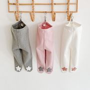 タイツ ベビー 星柄 立体モチーフ コットン リブ スパッツ 足付き 秋 冬