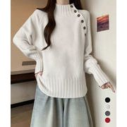 【日本倉庫即納】 ニットトップス 体型カバー 長袖秋冬服