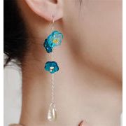 当店在庫あり 9cm ブルー イヤリング フリンジペンダント 925シルバー フック エレガントで個性的