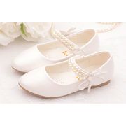 ★mineka★女の子用 フォーマルシューズ パールストラップ リボン付き