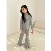 2026  春新品 ★ 韓国風子供服★ リボン ロッキー編み セットアップ 80-130cm 2色