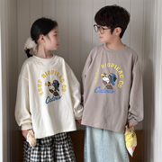 2026春※MOX☆インナー カートゥーン 英字 シャツ 丸首 ゆったり トップス 男女兼用