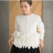2026新作 韓国風 レディース服 トップス フリル ティアード ニット カーディガン 3色