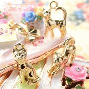 ★2個価格★L&A★ねこちゃん&クローバーチャーム★最高級鍍金★K16GP★ “3cats”