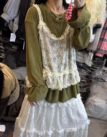 春 ファション  レディース  トップス キャミソール　紗  重ね着