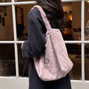 トートバッグ　デザイン　可愛い　韓国ファッション　ファーバッグ