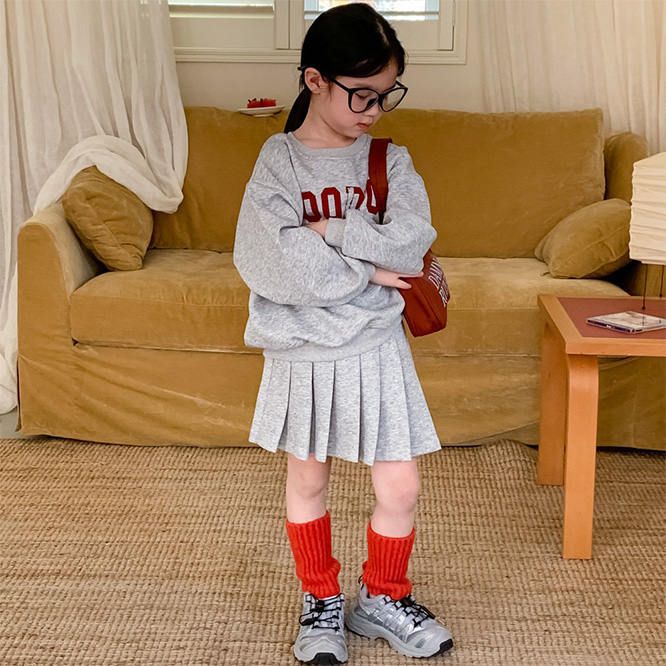 2026春※MOX☆セットアップ プリーツスカート クルーネック スウェット 2点セット 女の子