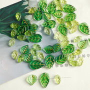 ハンドメイド ガラスビーズ アクセサリーパーツ リーフビーズ 葉っぱ デコパーツ イヤリング プラパーツ