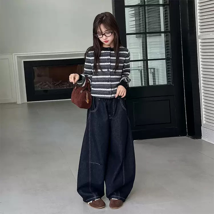 2026春新作　子供服　キッズ　女の子　ニットカーディガン　デニムパンツ　2点　120～170CM　DC