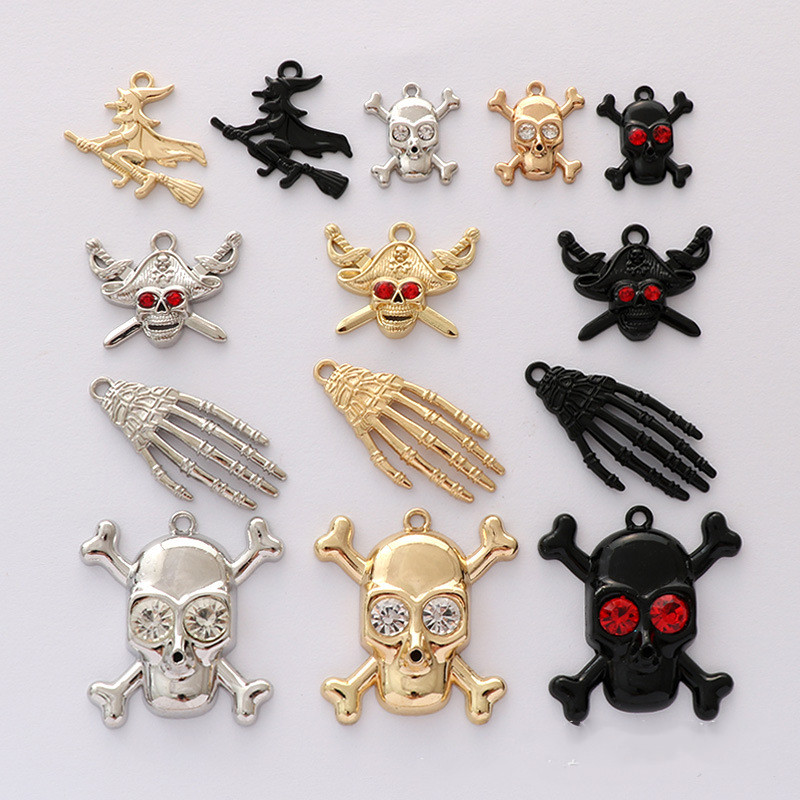 ハンドメイド ドクロ メタルパーツ スカル 黒 ハロウィン 手芸 アクセサリーパーツ 爪 ゴールド シルバー