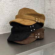 スウェード帽     ワークキャップ    小顔ハット   ヴィンテージ    韓国ファッション