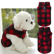 小型犬用 厚手チェック柄フリースベスト 柔らかく暖かい秋冬ペット服　直送