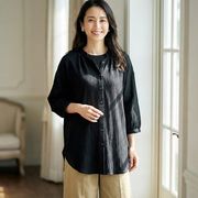 しわ加工七分袖ブラウス＆フレンチスリーブT　2点セット