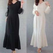 ワンピース レディース 長袖ワンピース ロング丈ワンピース オシャレ 細見え