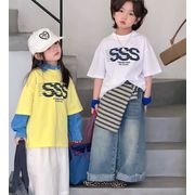 2026 夏新作 トップス 韓国風子供服 子供服 Tシャツ半袖スウェット2色 90cm-150cm