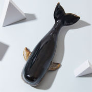 北欧クリエイティブアートクジラ置物 陶磁器青花磁器レトロ装飾品 リビング卓上のコアアクセント器物