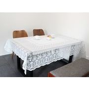 【 日本製 】 撥水加工 テーブルクロス 繊細柄 長方形 約140cm×220cm  ホワイト ベージュ模様替え お手軽