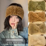 ヘアバンド ファー クロスデザイン 幅広 防寒 耳あて 暖かい 秋冬