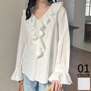 【2026新作商品♪】Vネックシアーフリルブラウス