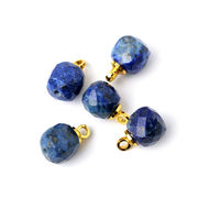 【天然 ラピスラズリ】多面カットチャーム 銅製 天然石 深青 ハンドメイドアクセサリー素材 1個売り