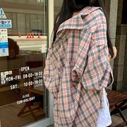 チェック柄シャツ　レディース　デザイン　韓国ファッション　INS