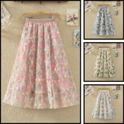 刺繍 花柄 チュールスカート レディースメッシュスカートV00212