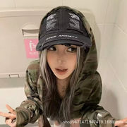 ヴィンテージ風 ダメージ ロゴ キャップ つば広 小顔 韓国ファッション 帽子