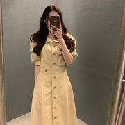 2026年INS 春夏新作   気質   早春新作   高級感    フロント ウエスト  ギャザー  ワンピース