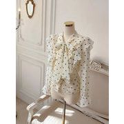 2026年INS 春夏新作   早春新作  フレンチ   フリル  ブラウス  パールボタン シャツ  トップス