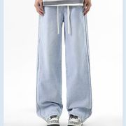 PC1386 2026年春夏新作 メンズ ボトムス ズボン ジーンズ デニム サイド切り替え カジュアル レトロ 欧米風